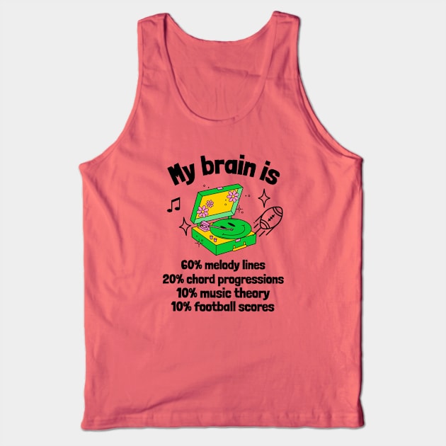 My Brain Is Music and Football Tank Top by DeliriousSteve